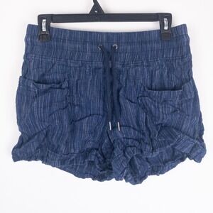 Athleta Linen Cabo Sustainable 4" Shorts Womens Size 2 (28x3.5) Blue Textured‎